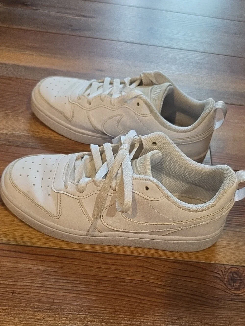 Nike Kids White Low-Top Sneakers with Swoosh